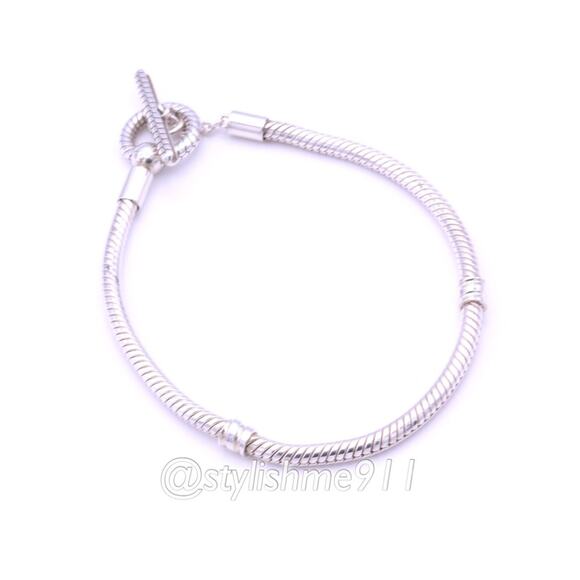Authentic PANDORA T-Bar Snake Chain Bracelet - 599082C00 - Picture 3 of 9